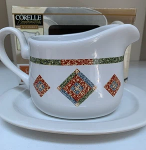 Corelle Coordinates SAND ART Gravy Boat With Dish New In Box - Picture 1 of 4