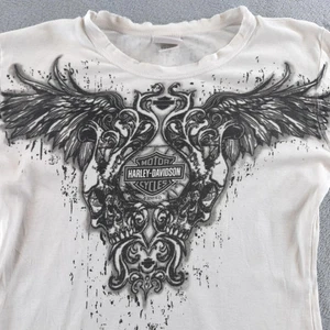 Harley-Davidson Shirt Womens Medium White Long Sleeve Dealer Graphic Made USA - Bild 1 von 16