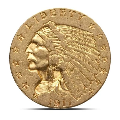 Moneda de oro de $2,50 cuarto de águila indio (XF) Foto 1 de 2