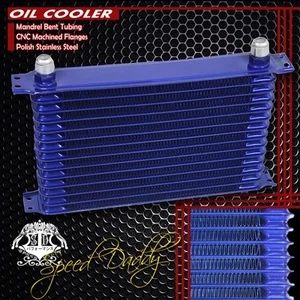 14-ROW 10AN FULL ALUMINUM ENGINE/TRANSMISSION COOLING RACING OIL COOLER KIT BLUE - Picture 1 of 1