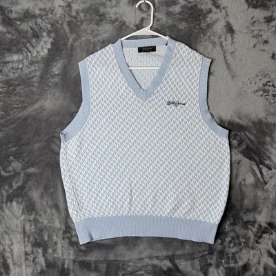 Bobby Jones Golf V-Neck Sleeveless Vest Size Large Houndstooth Light Blue - Image 1 of 4