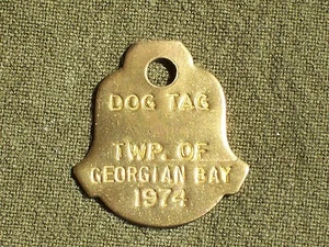 Vintage 1974 Township of Georgian Bay Hund Steuermarke Lizenz Messing ca26 - Bild 1 von 1