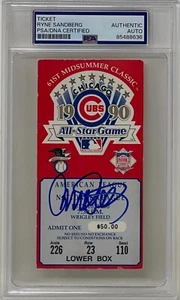 Biglietto Ryne Sandberg firmato 1990 MLB 61° All-Star Game Wrigley Chicago Cubs PSA - Foto 1 di 2