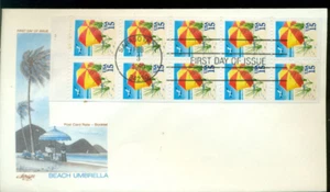 1990 FDC - Scott # 2443a - Beach Umbrellas Bklt Pane - Artmaster Cachet UA - Bild 1 von 1