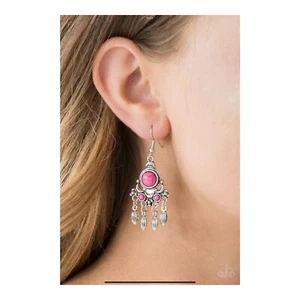 No Place Like Homestead Pink Earrings Paparazzi New - Picture 1 of 2