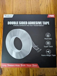 Multipurpose Nano Double Sided Tape Strong & Easy Installation 0.59in x 16.4ft - Picture 1 of 3