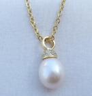 10-12mm Natural South Sea Genuine White Baroque Pearl  Pendant Necklace 