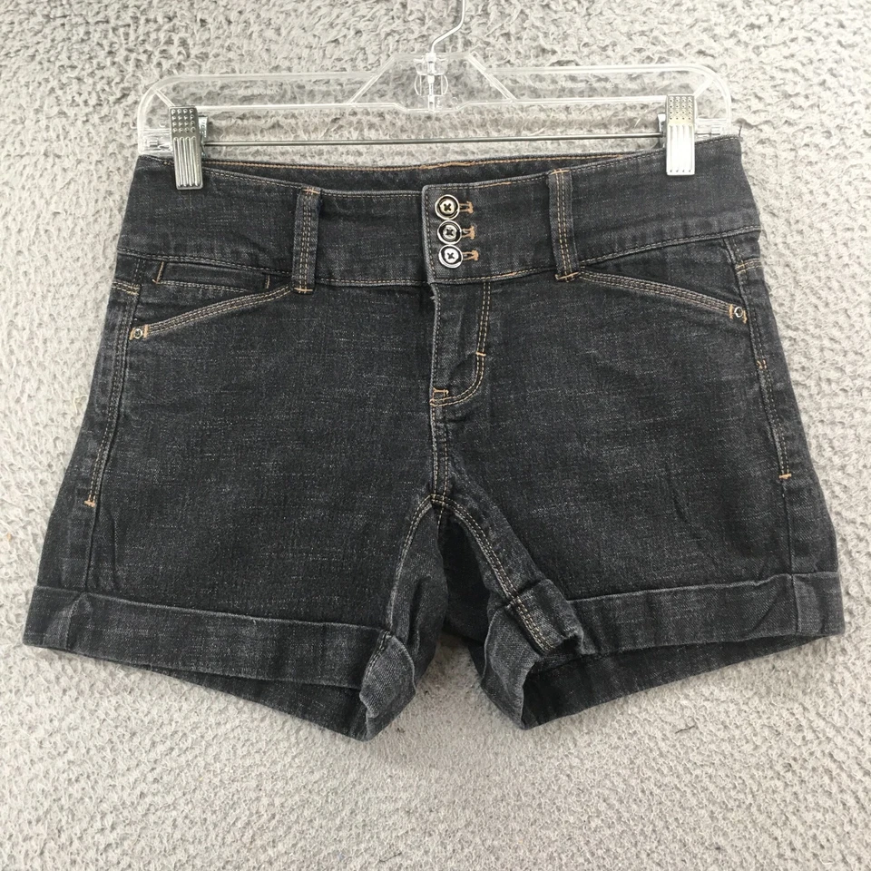 Calça curta feminina White House Black Market 0 preta mistura de algodão com zíper botão mosca - Imagem 1 de 4