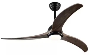 52 in. Contemporary LED Black Indoor Ceiling Fan Lighting w/ 3 Wood Blades - Picture 1 of 8