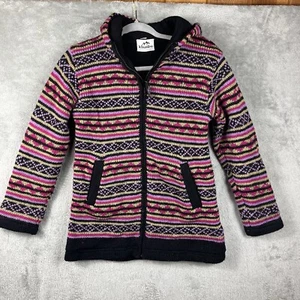 Khumbu Pullover Jacke Damen S Mehrfarbig Print Fleece Gefüttert Wolle Kapuze Boho - Bild 1 von 13