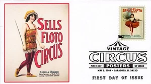 AO-4899-2, 2014, Vintage Circus Posters, First Day Cover, Add-on Cachet, Pictori - Picture 1 of 1
