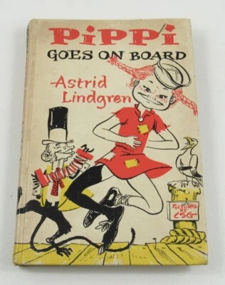 1957 Pippi Goes on Board By Astrid Lindgren  Vintage Hardcover Book Foto 1 de 4