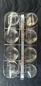 Dorothy Thorpe Vintage Caddy with 8 Roly Poly Silver rimmed Glasses Mid Century - Picture 1 of 12