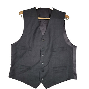Men's Wool Grey Button Down Vest 43R Four Pocket Three Piece Suit Part