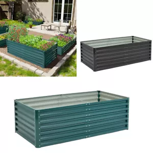 Galvanized Outdoor Metal Raised Garden Bed Vegetable/Flower Deck Planter Box Pot - Picture 1 of 43