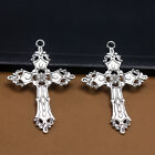 20pcs Alloy Cross Charm Pendant DIY Jewelry Making Beads Bell Crucifix Necklaces