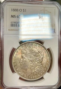 1888-O NGC MS63 Morgan Dollar. Stunning Silver Toned Coin Orange Obverse Toning! - Picture 1 of 5