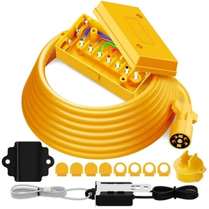 Kits de caja de conexiones de cable de remolque de 12 ft 7 vías enchufe en línea para autocaravana amarillo - Imagen 1 de 14