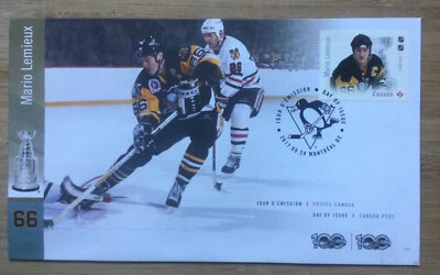 Canada Post 2017 First Day Cover Stamp -  NHL Hockey Legends- Mario Lemieux Foto 1 de 2