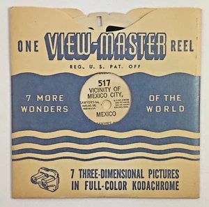 MEXICO CITY 1940s Viewmaster Vintage Sawyers 517 Single Reel Sleeve - Picture 1 of 4