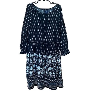GapKids Girls Floral Long Sleeve Dress Size L Black & White - Picture 1 of 7