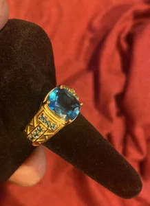 gold tone sterling silver ring With Topaz Stones Size 8 - Picture 1 of 7