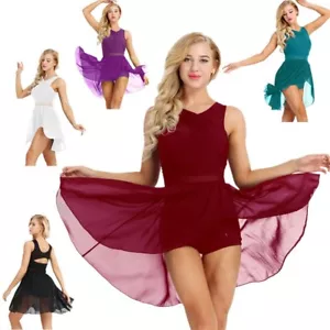Womens Adult Lyrical Dress Ballet Ballroom Dance Costume Latin Skating Dancewear - Picture 1 of 40
