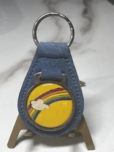 Vintage 1980’s Blue Leather Rainbow Keychain - Picture 1 of 1