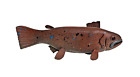Stone Washed Trout Hand Carved & Painted Folk Art Fishing Decor Artist Signed 7"