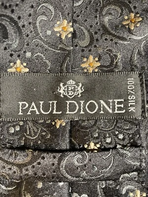 Corbata PAUL DIONE Para Hombres 100% Seda Diseñador Negra Paisley/Floral Corbata Ancha 58" Foto 1 de 4
