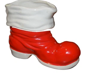 Grande fioriera stivaletto Babbo Natale in ceramica vintage decorazione natalizia - Foto 1 di 6