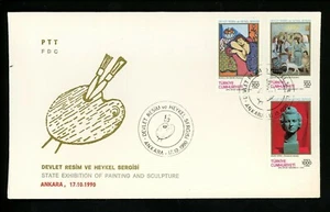 Postal History Turkey FDC #2488-2490 art paintings sculpture 1990 - Picture 1 of 2