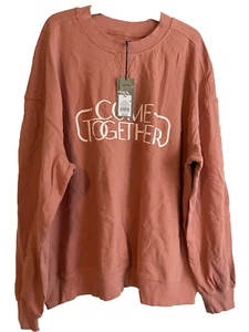 Goodfellow Men's Size XXL "COME TOGETHER" Apricot Glaze Crew Sweatshirt NEW - Picture 1 of 4