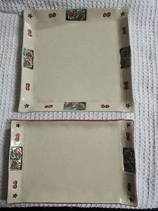 2 Matching Platters Isreal Shabbat Shalom Handmade Ceramic Trays Pomegranates  - Picture 1 of 11