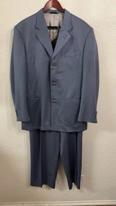Sergio Valentino 54 S Inseam 28 Grey Blue Pure New Wool 2 Pc Suit Pants Jacket - Picture 1 of 22