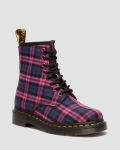 Botas Dr. Martens para mujer 1460 TARTÁN CON CORDONES edición limitada negras/rosa - Imagen 1 de 7