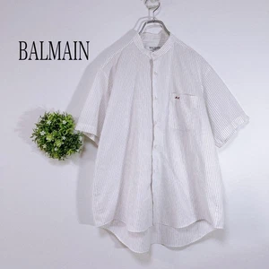 Balmain Band Collar Short Sleeve Shirt Stripe Custom Large Thin Fit - Picture 1 of 9