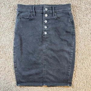 GUESS Mujer Negro Denim Botón Mosca Falda Lápiz Talla 28 (6) Vaqueros Retro Preppy - Imagen 1 de 9
