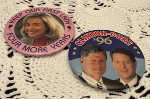 Hillary Clinton Bill Clinton Presidential Campaign Buttons 96 Keep First Lady - Picture 1 of 7
