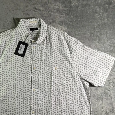 Ted Baker S/S Button Up Shirt Grey Spot Print Short Sleeve Size 7 - Image 1 of 4