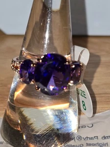Love You Mean It Size 8 Rg48109 Purple Topaz CZ On Rose Gold BP Ring - Picture 1 of 2