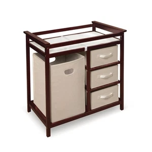 Baby Changing Table Infant Basket Hamper Nursery Dresser Station Bedroom Cherry - Picture 1 of 1