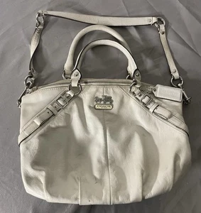 Coach Madison Sabrina Satchel Handtasche weiß elfenbein Designer Logo - Bild 1 von 14