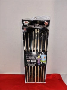 7pc Long Wooden Artist Detail Paint Brushes Oil Watercolor Painting Crafts 20085 - Picture 1 of 3