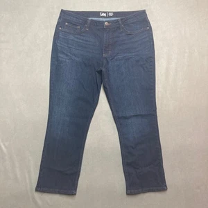 Lee Jeans Womens 16P Blue Regular Fit Straight Leg Mid Rise Dark Stretch Denim - Picture 1 of 10
