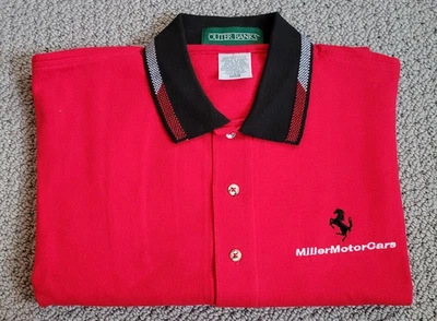 Camisa polo Ferrari Challenge vintage Miller carros a motor bancos externos grande NOVA - Imagem 1 de 2