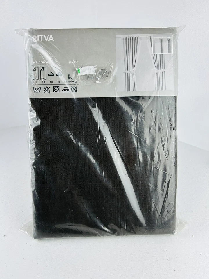 Ikea RITVA Curtains (1 pair) Brown 100% Cotton w/ Tie-Back 57" x 98" - Image 1 of 3