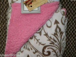 BABYDECKE CREME DAMAST ROSA WENDBAR WEICH MÄDCHEN SWADDLE MICRO-SHERPA WARM - Bild 1 von 1