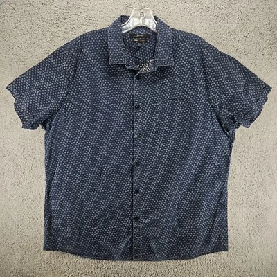 Рубашка Marc Anthony синяя с коротким рукавом с цветочным принтом роскошная приталенная мужская размер XXL - Изображение 1 из 4