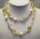 BEAUTIFUL  MEI FA  YELLOW & IVORY COLORED ASSORTED SEA SHELLS & BEADS NECKLACE